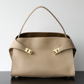 Luxury Genuine Leather Tote Bag for Women, Large Capacity, Top-Grain Cowhide, Handheld Shoulder Bag, HUG Style