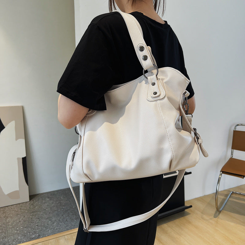 Large Capacity Soft Leather Tote Bag - Simple and Casual Shoulder/Crossbody Bag